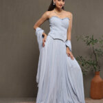 Azure Haze - Corset Lehenga Set Ice Blue