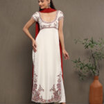 Kashida Suit Set - Ivory Cream & Crimson Red