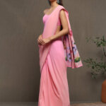 Meher-e-gul - Handpainted Saree Candy Pink 