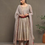 Zara - Anarkali Suit Set Gold Ivory