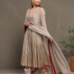 Zara - Anarkali Suit Set Gold Ivory