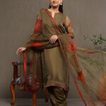 GUL - Rust Bloom Hand-painted Organza Suit Set
