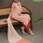 Ravaani Suit Set -  Powder Peach & Sunset Coral