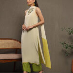 Ravaani Suit Set -  Buttercream & Fresh Olive